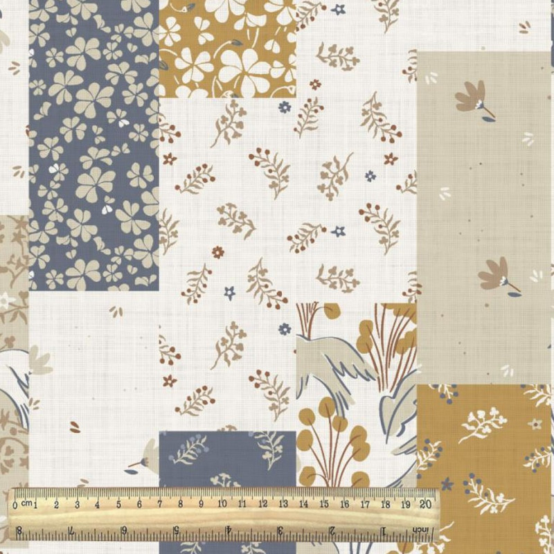 Printed Cotton ODISHA Off-White / Blue Multicolored